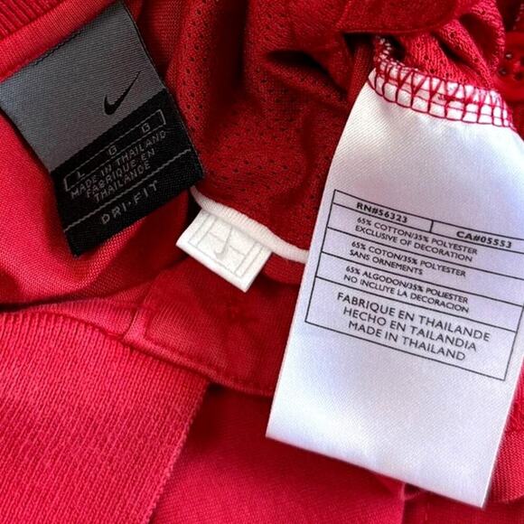 Nike Dry Fit Short Sleeves Cotton Meshed Knit Golf Polo Shirt Men Size L Red - Picture 10 of 12